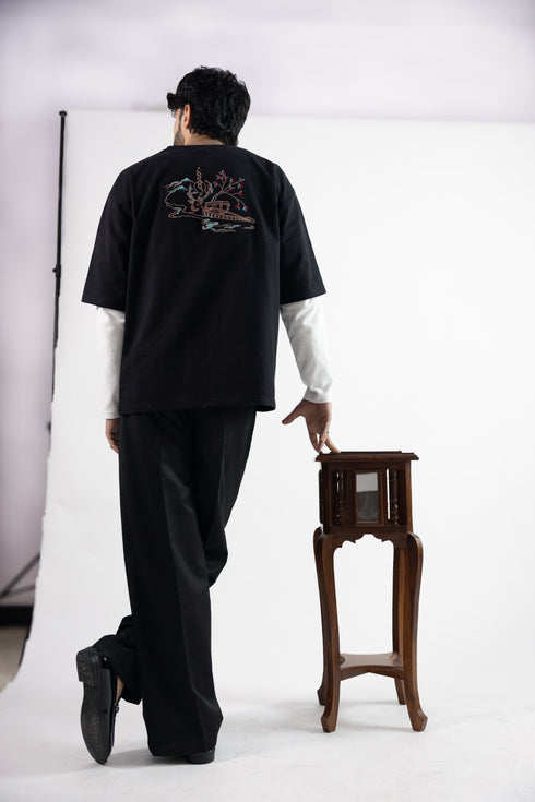 Black Embroidered T-Shirt